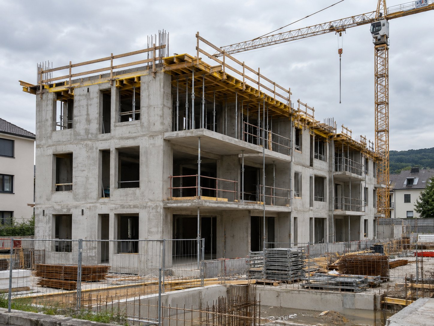 Petit immeuble collectif à ossature béton en construction