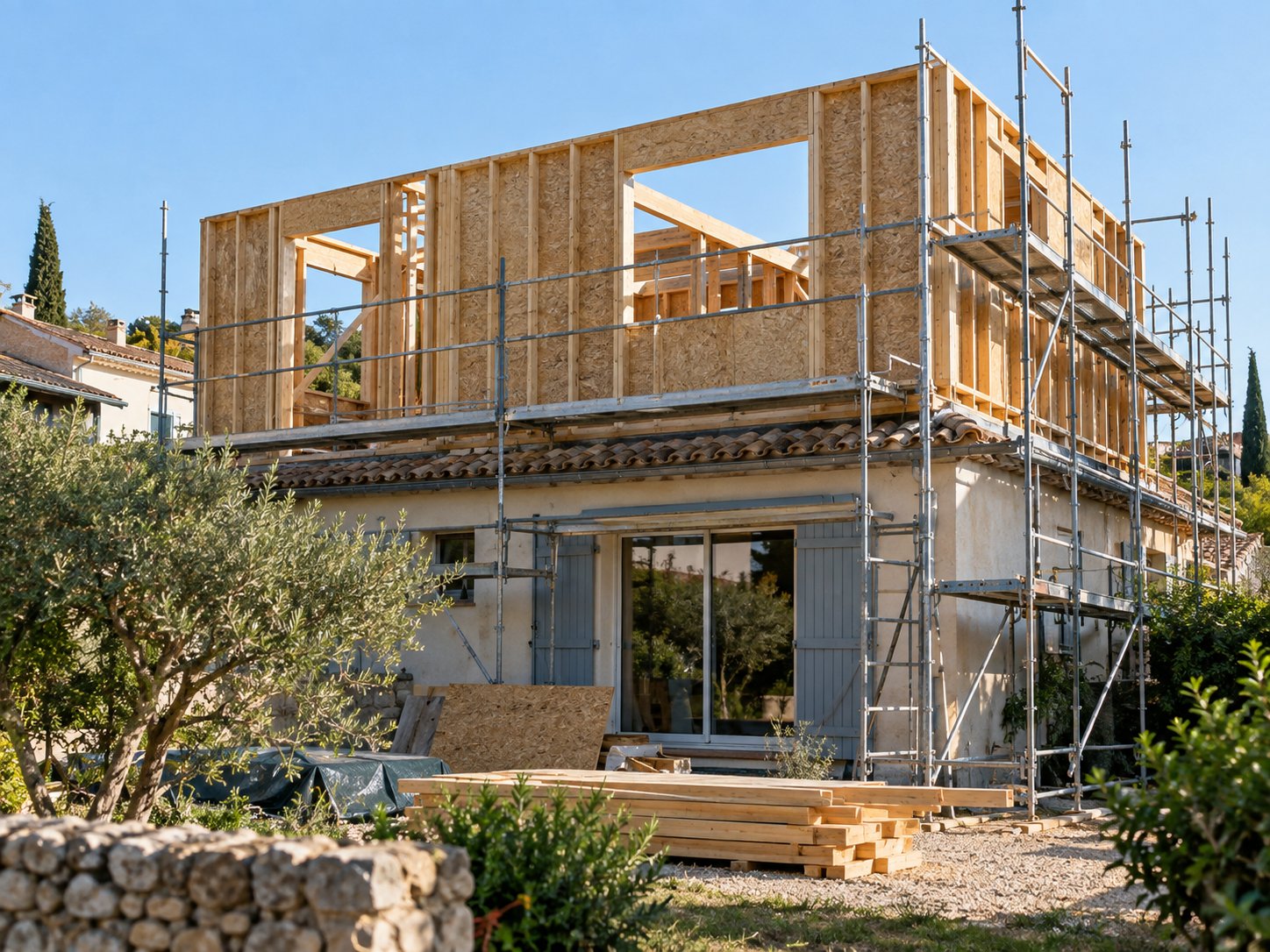 Étage en ossature bois ajouté sur une maison de plain-pied